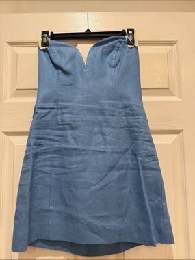 Reformation Strapless Denim-Blue Mini Dress